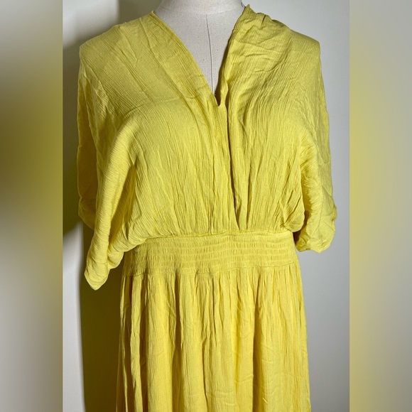Nina Leonard | Gauze Smocked Summer Maxi Dress / Coverup | Canary Yellow | XL - Picture 3 of 7